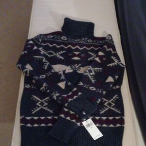 BNWT Polo Ralph Lauren Patterned Turtleneck unisex wool Sweater size xs
